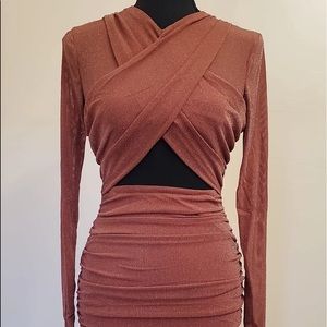 long sleeve dress with a twist front